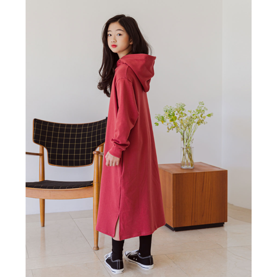 ロングスリーブ フーディ ワンピ