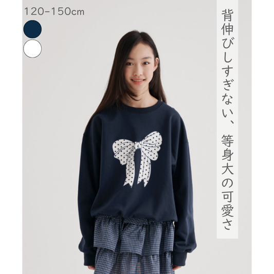 リボン柄 長袖 トレーナー