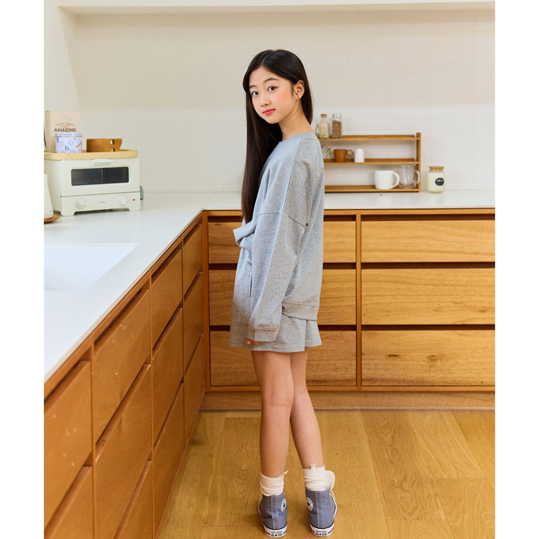 ドロップショルダー 長袖 トップス ショートパンツ 上下セット