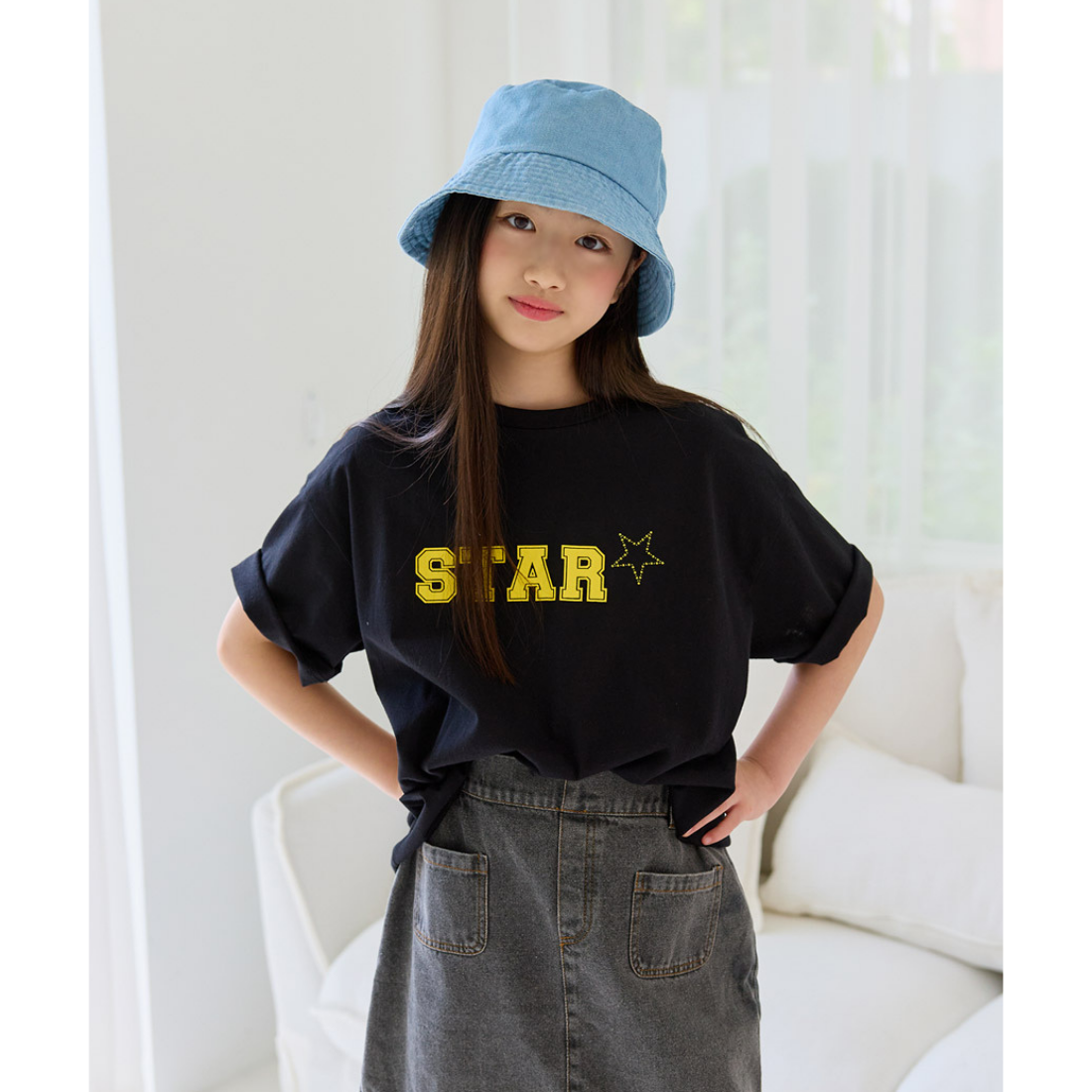STAR プリント 半袖 Tシャツ