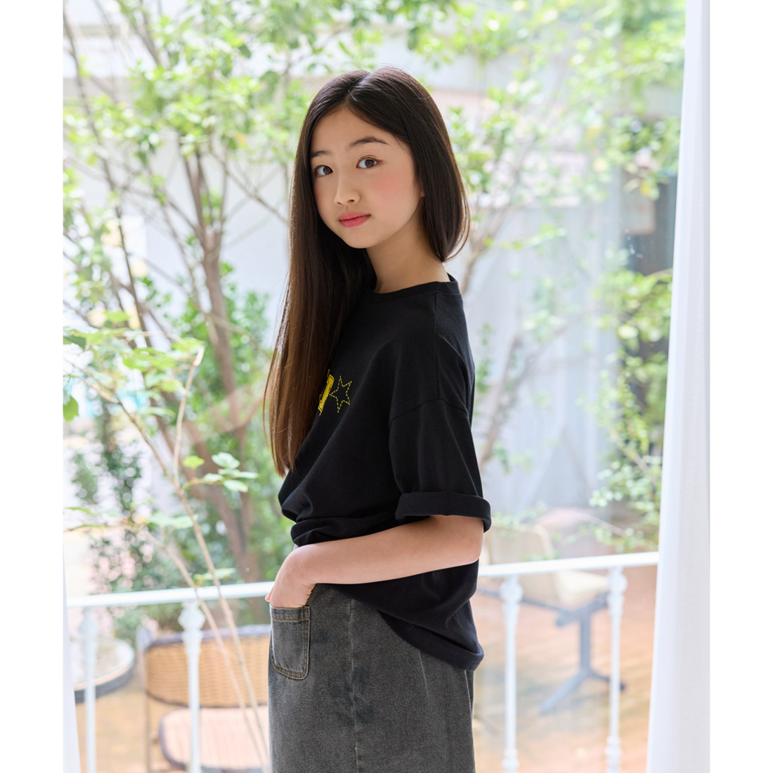 STAR プリント 半袖 Tシャツ