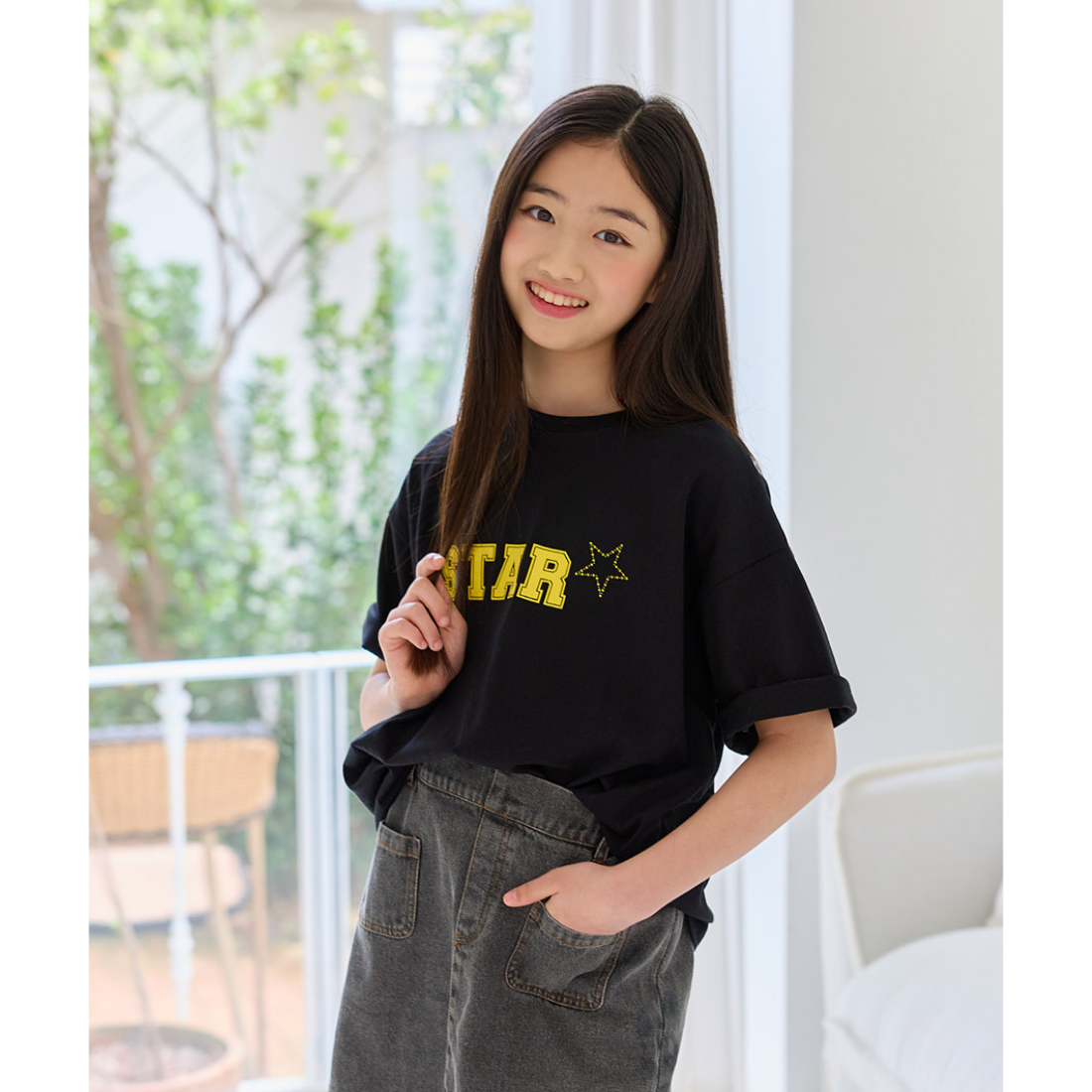 STAR プリント 半袖 Tシャツ