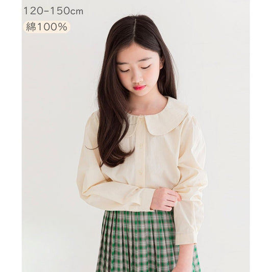 丸襟  ロングスリーブ ベージュ ブラウス