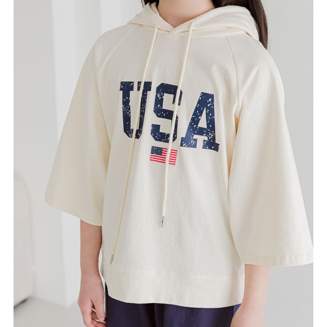 7分袖 フーディ Tシャツ