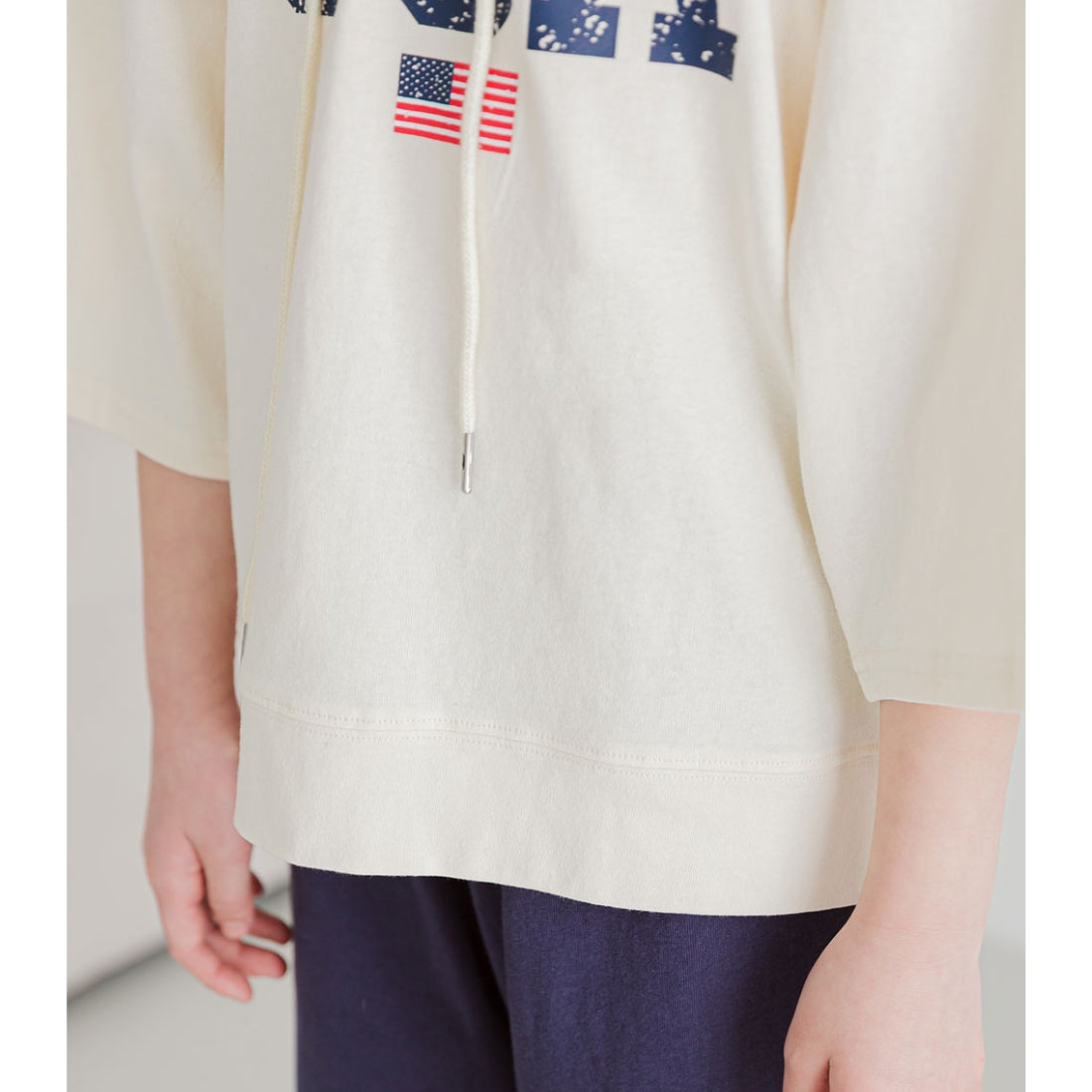 7分袖 フーディ Tシャツ