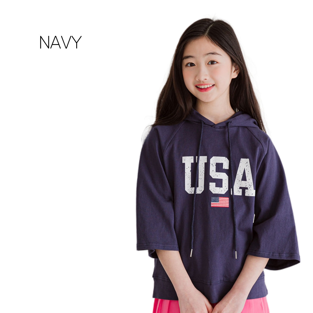 7分袖 フーディ Tシャツ