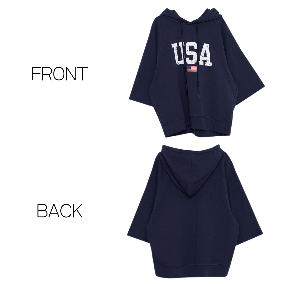 7分袖 フーディ Tシャツ