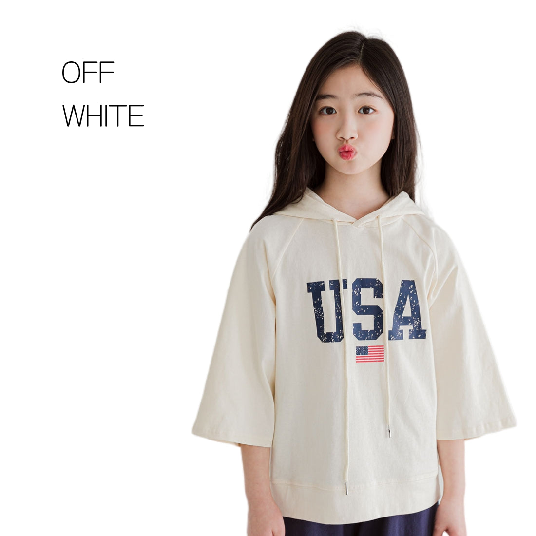 7分袖 フーディ Tシャツ