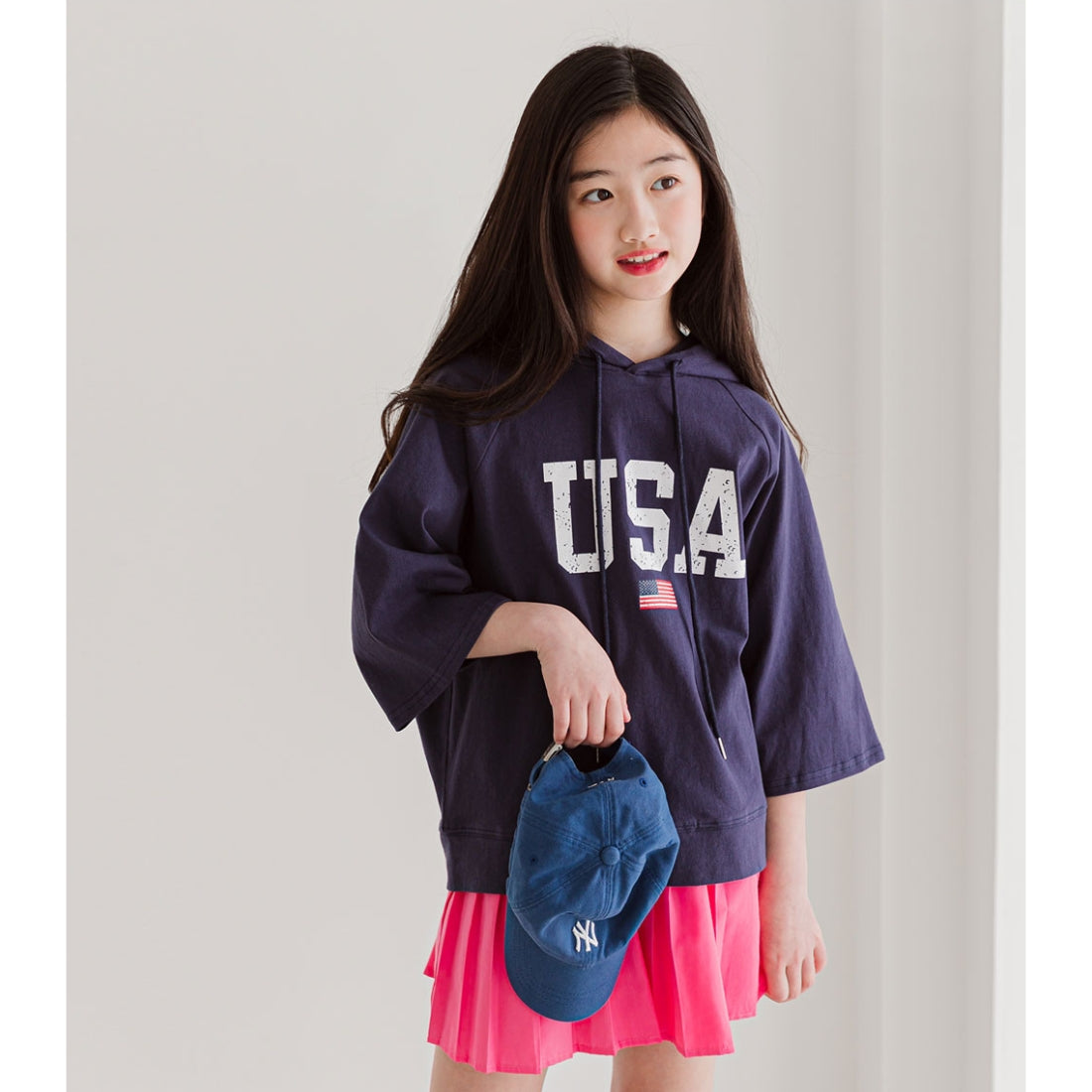 7分袖 フーディ Tシャツ