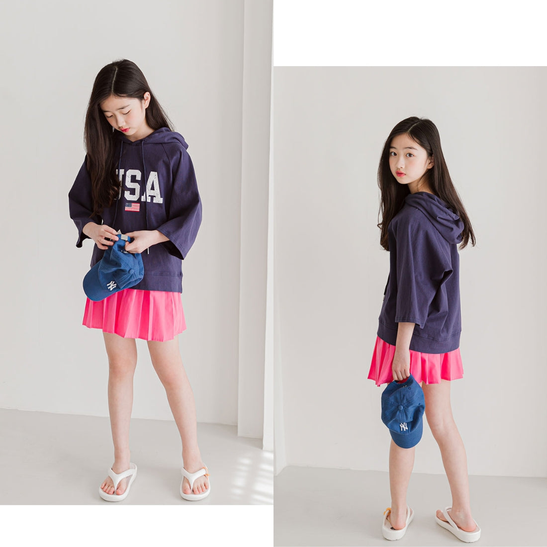7分袖 フーディ Tシャツ