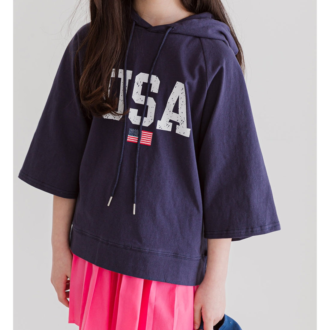 7分袖 フーディ Tシャツ