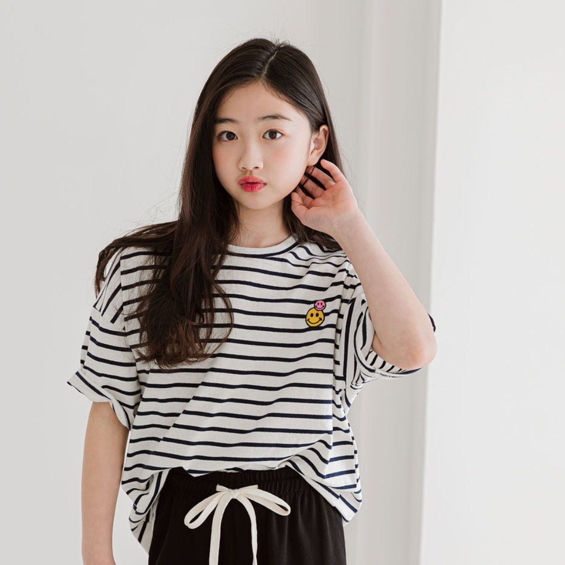 半袖 ボーダー柄 スマイリー Tシャツ