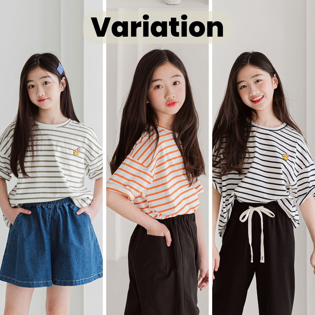 半袖 ボーダー柄 スマイリー Tシャツ