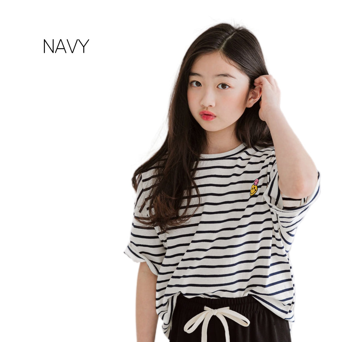 半袖 ボーダー柄 スマイリー Tシャツ