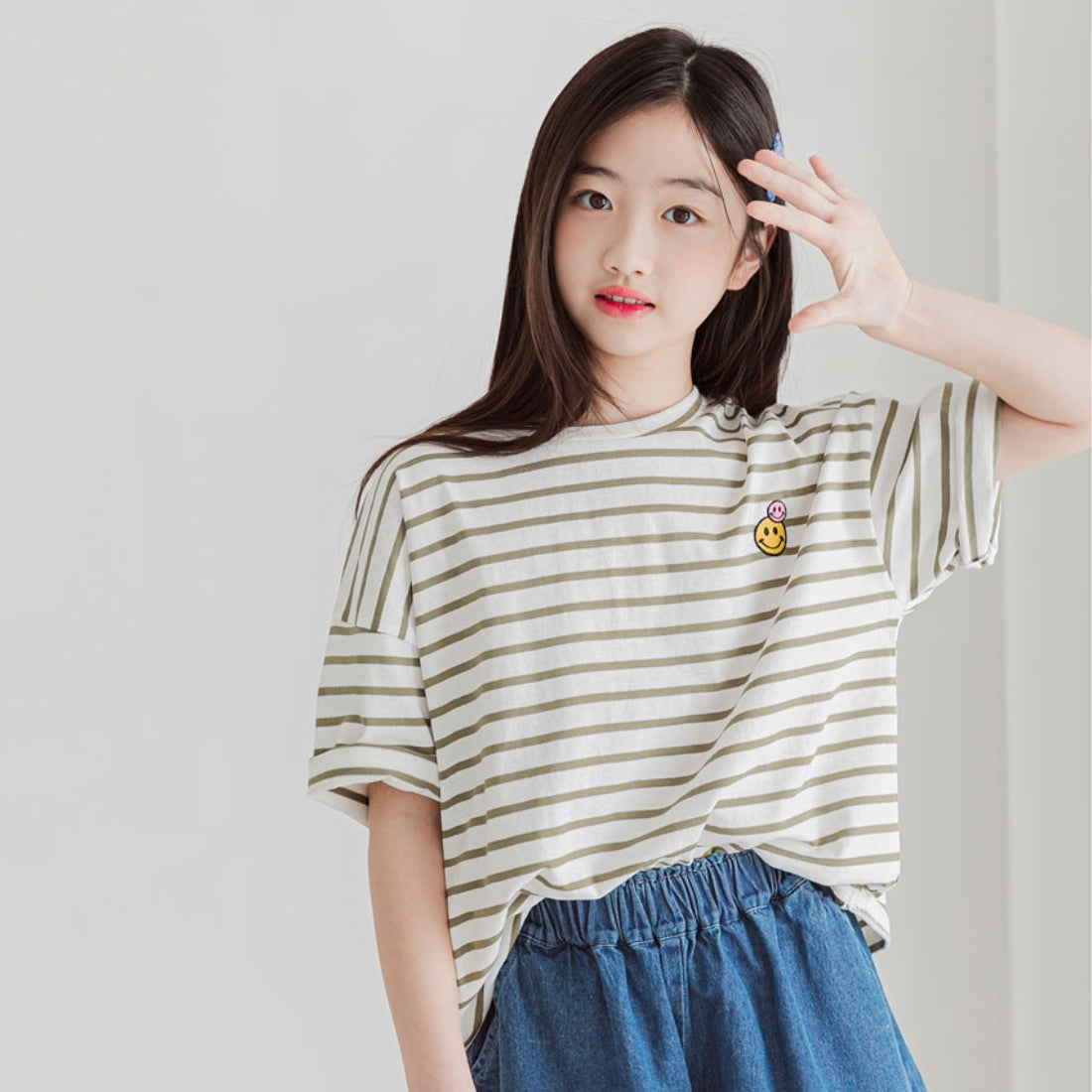 半袖 ボーダー柄 スマイリー Tシャツ
