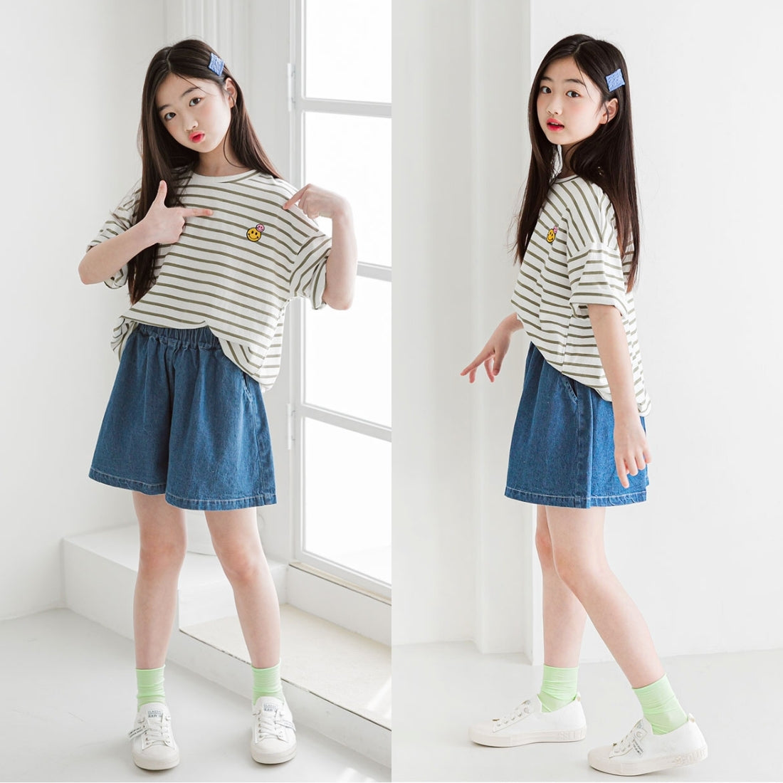 半袖 ボーダー柄 スマイリー Tシャツ