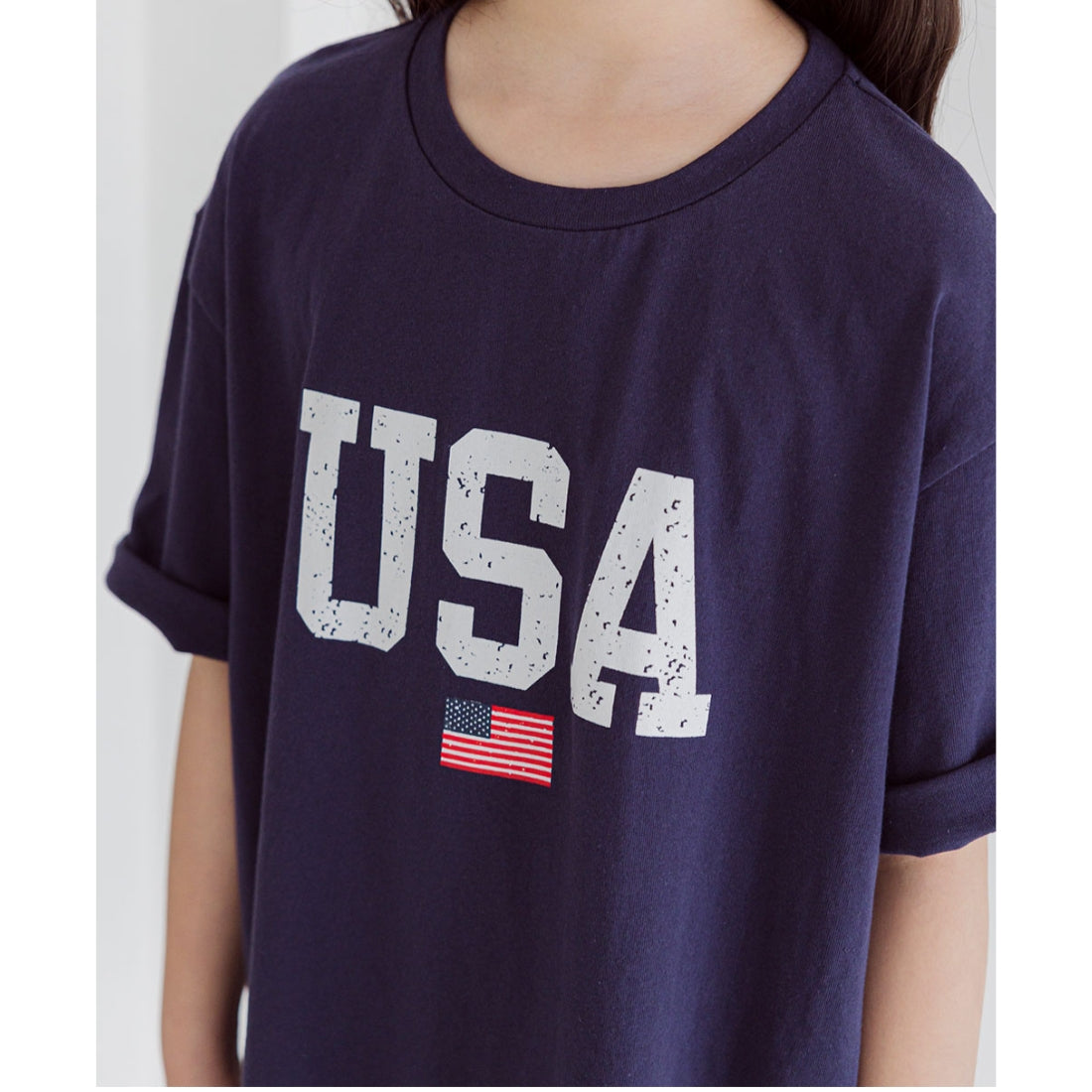USAプリント ひざ丈 Tシャツ ワンピース