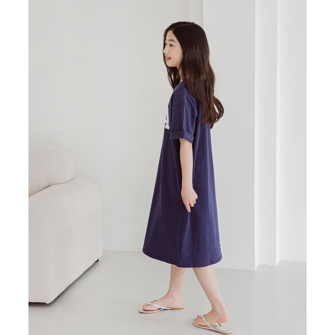 USAプリント ひざ丈 Tシャツ ワンピース