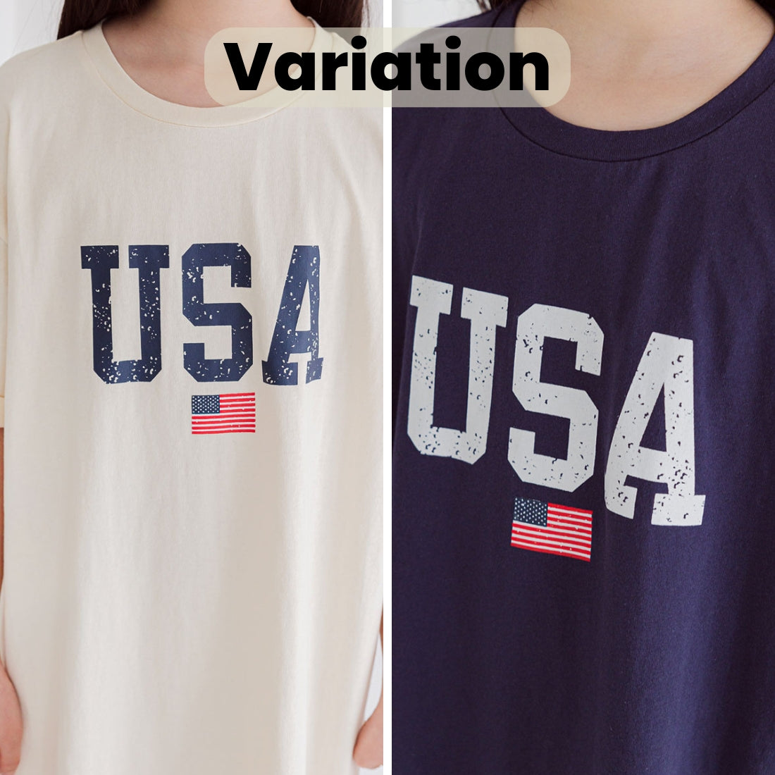 USAプリント ひざ丈 Tシャツ ワンピース