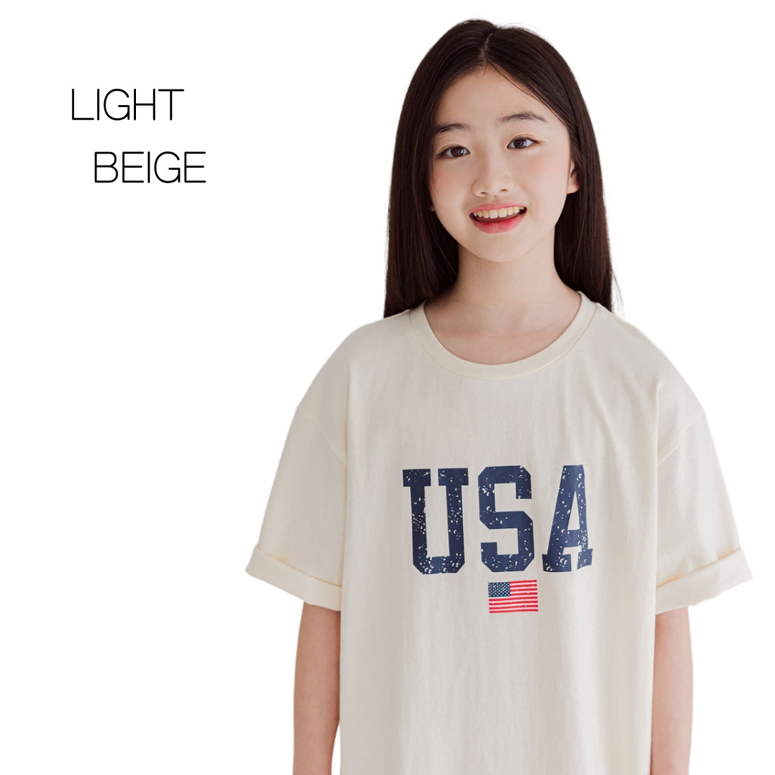 USAプリント ひざ丈 Tシャツ ワンピース