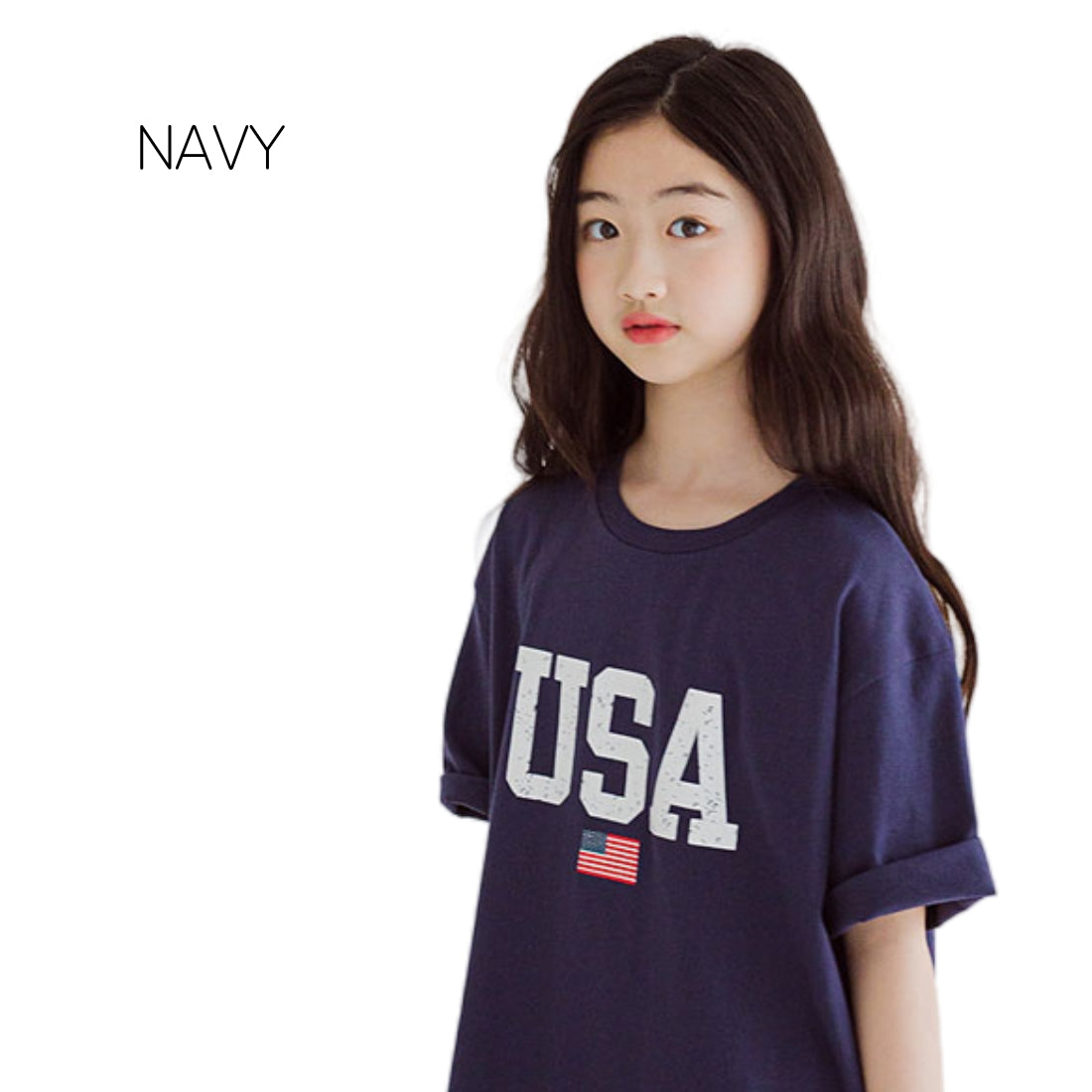 USAプリント ひざ丈 Tシャツ ワンピース