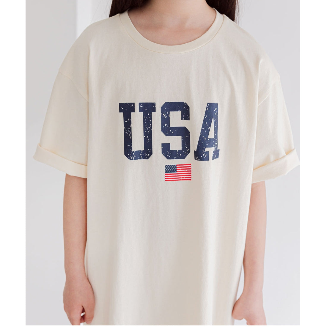 USAプリント ひざ丈 Tシャツ ワンピース