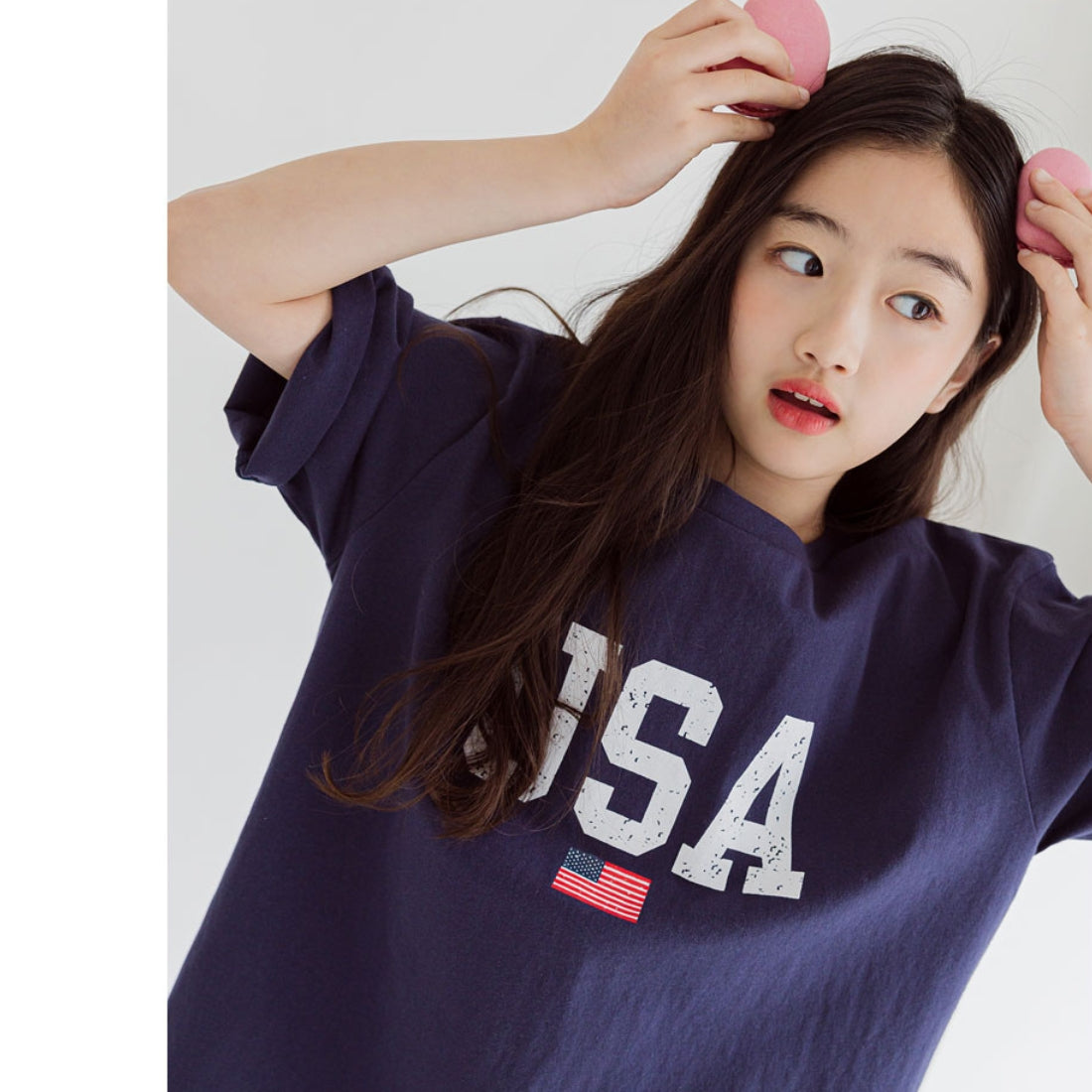 USAプリント ひざ丈 Tシャツ ワンピース