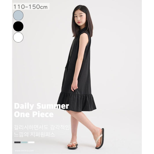 フロントファスナー ノースリーブ サマーワンピース 襟あり