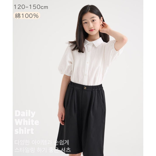 バルーン袖 襟あり ホワイトブラウス