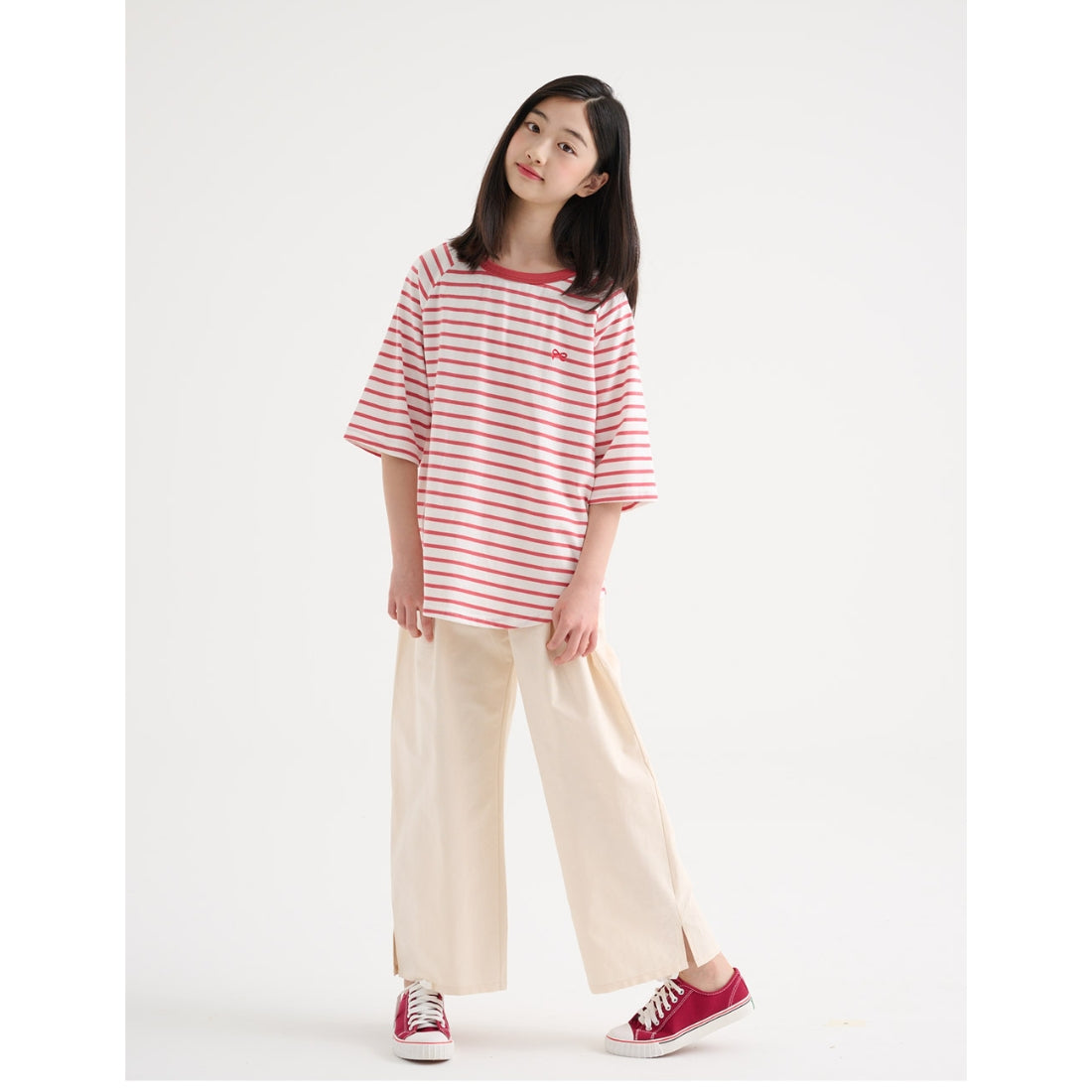 さらさら サイドスリット ロング パンツ