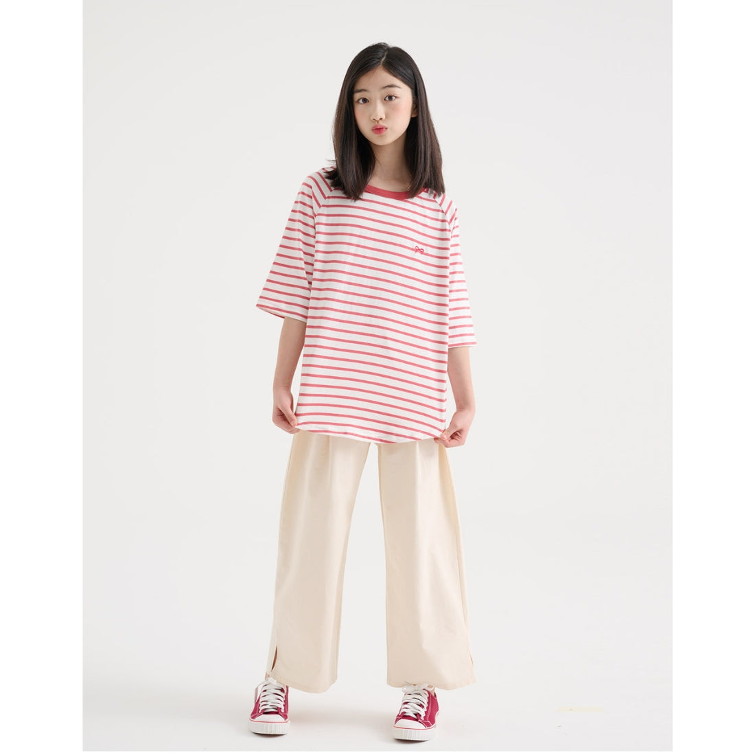 さらさら サイドスリット ロング パンツ