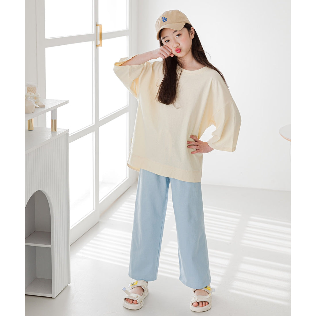 バンディングパンツ ストレート らくらく素材