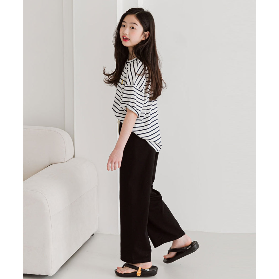 バンディングパンツ ストレート らくらく素材