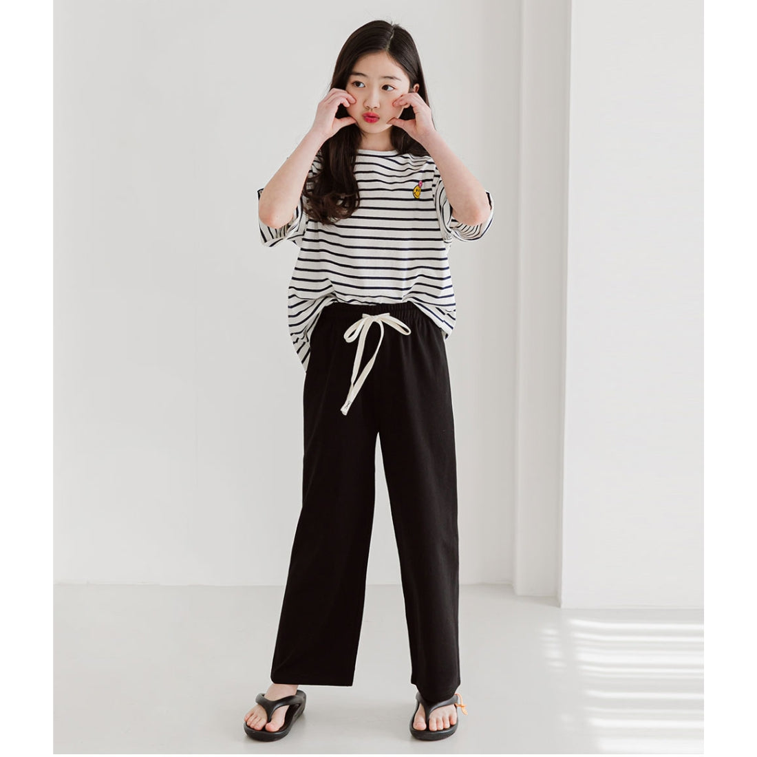 バンディングパンツ ストレート らくらく素材