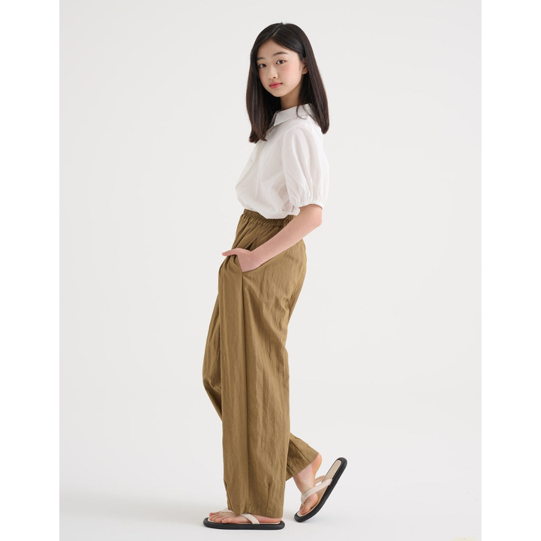 快適 ウエストゴム ロングパンツ